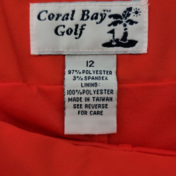 Coral Bay Golf Womens Skort Size 12 Side & Back Pocket Back Zip Red - Picture 3 of 13